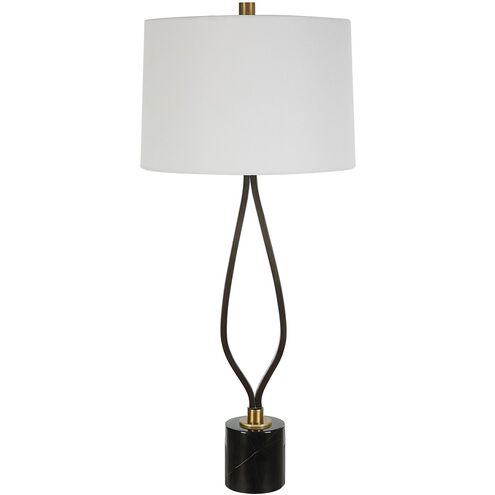 Separate 36 inch 150.00 watt Rustic Black and Antique Brass with Black Marble Table Lamp Portable Light