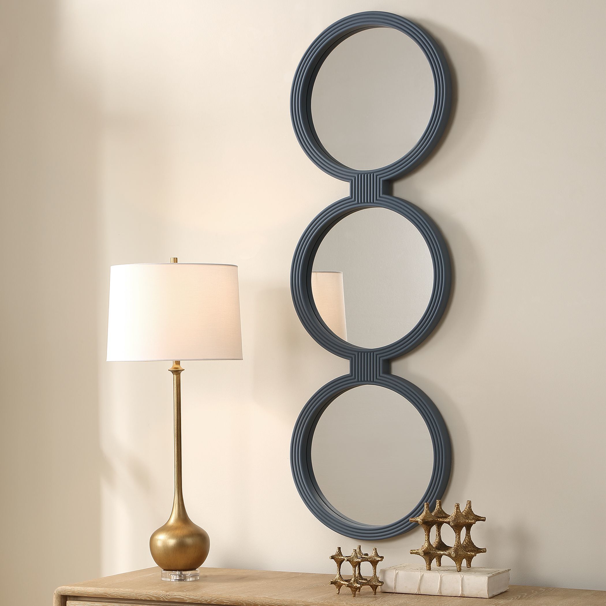 Going In Circles 56 X 18 inch Muted Blue Mirror