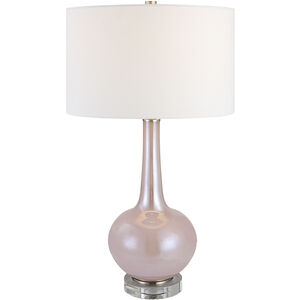 Rosa 29 inch 150.00 watt Blush Pink Glass with Brushed Nickel and Crystal Table Lamp Portable Light