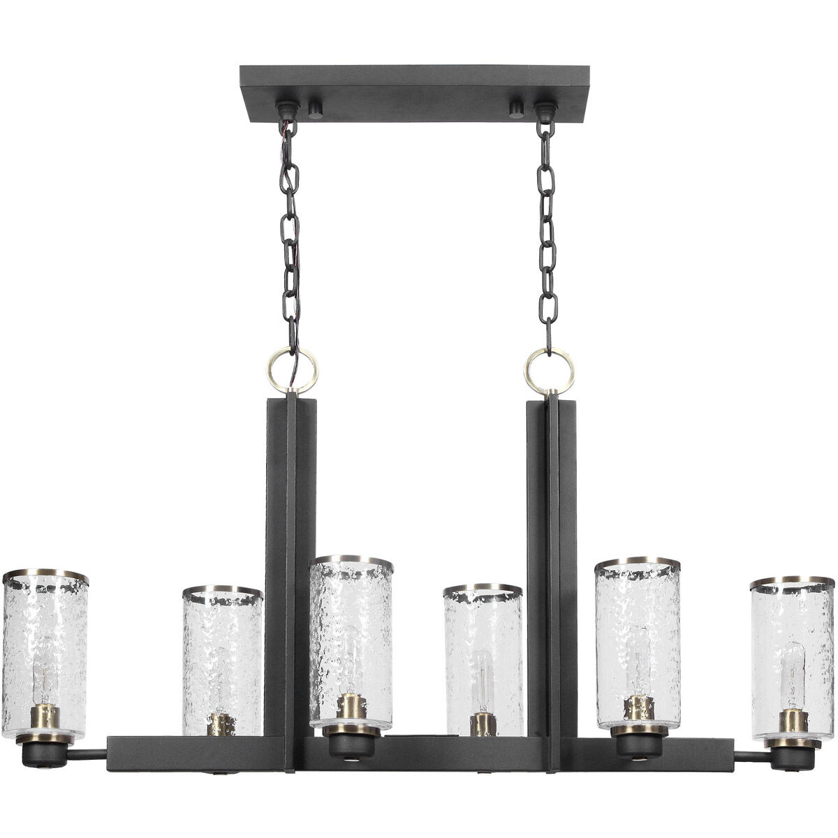 Jarsdel 6 Light 45 inch Black and Antique Brass Island Light Ceiling Light