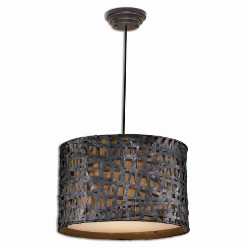 Naturals 3 Light 22 inch Aged Black Metal Hanging Shade Ceiling Light