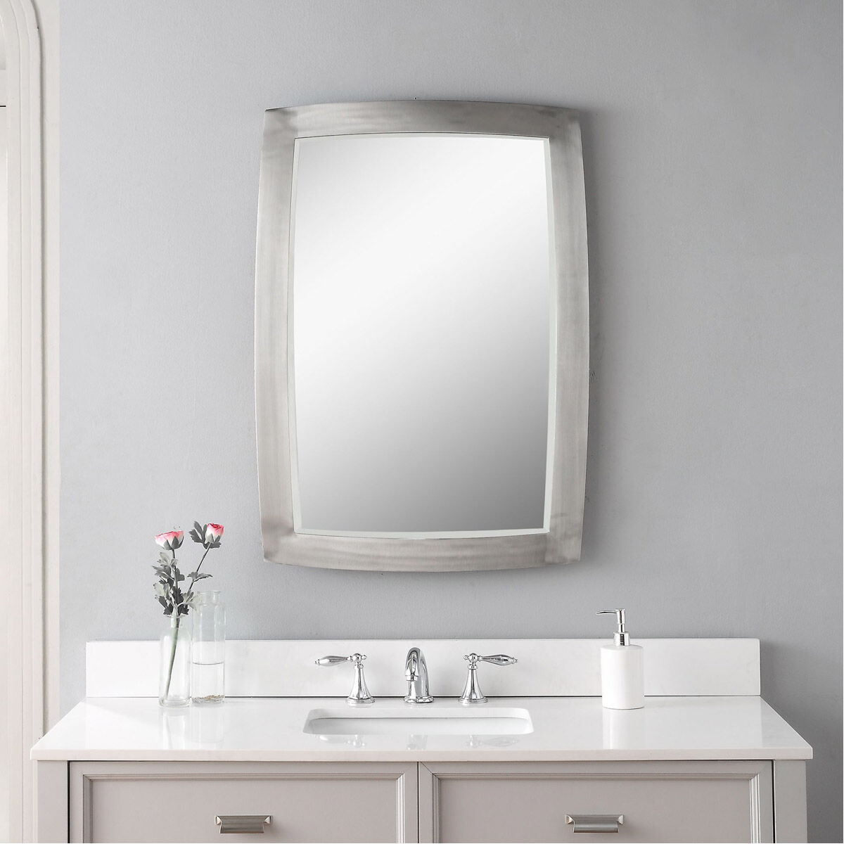 Haskill 34 X 24 inch Brushed Nickel Wall Mirror