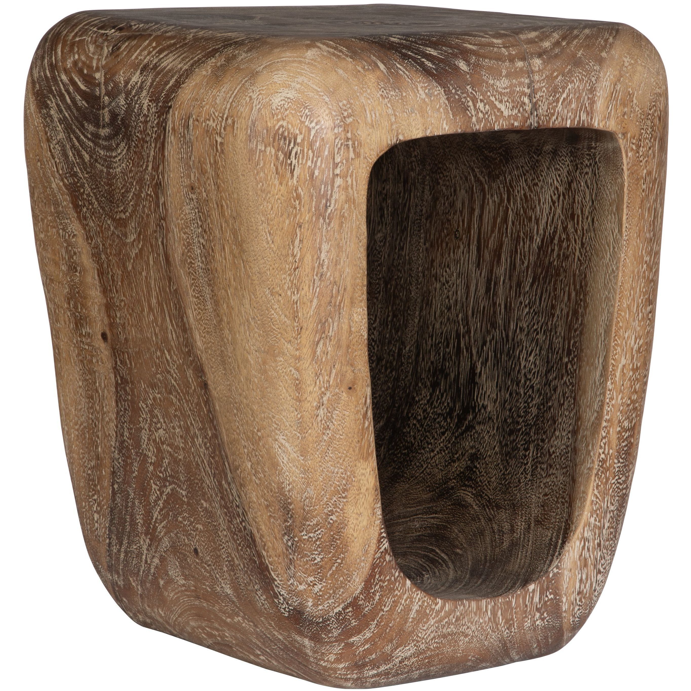 Loophole 18 inch Naturally Suar Wood with Natural Wash Accent Stool