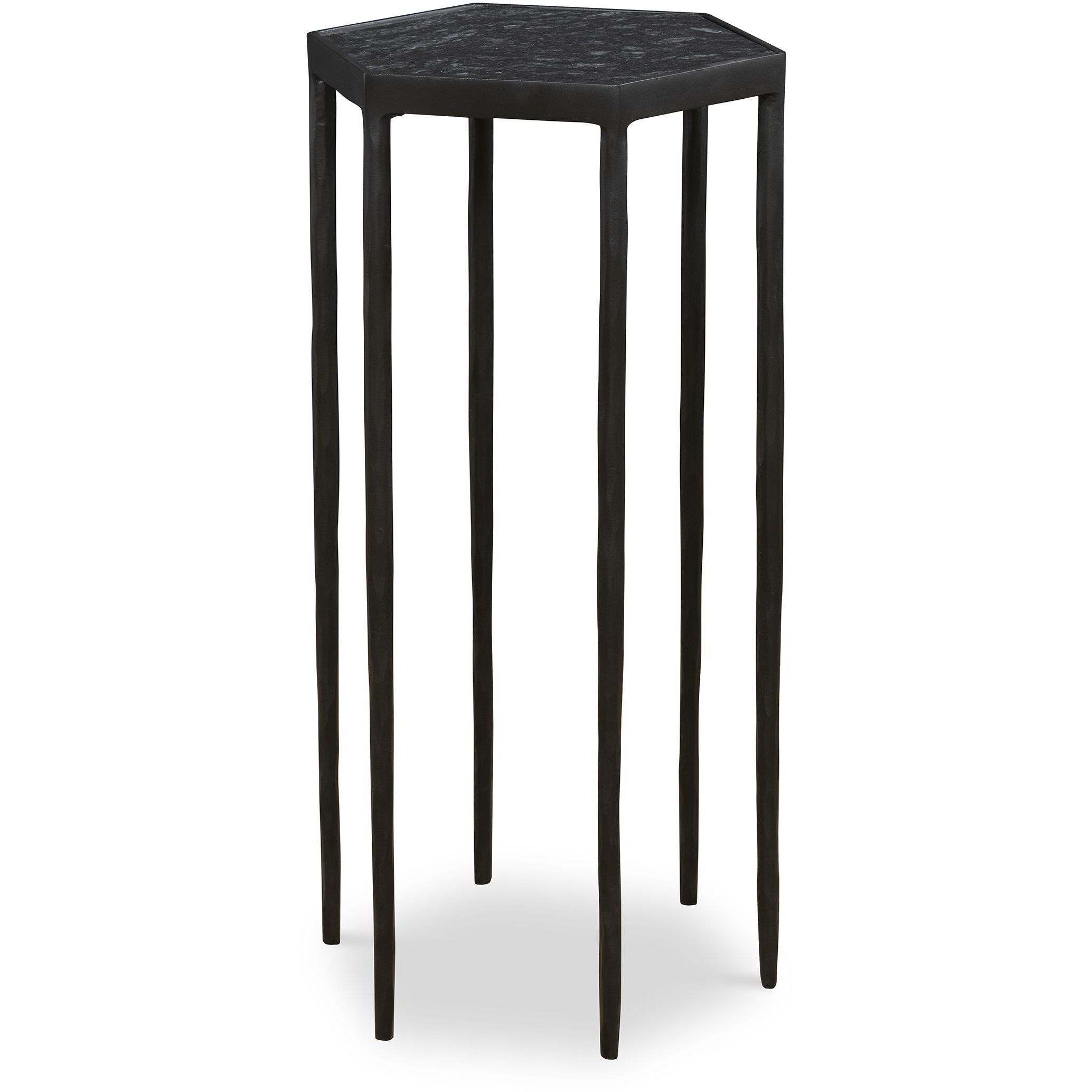 Aviary 24 X 11.85 inch Satin Black and Black Marble Accent Table