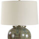 Olisa 25 inch 150 watt Green/Blue-Green/Earthy Browns/Antique Brass Table Lamp Portable Light