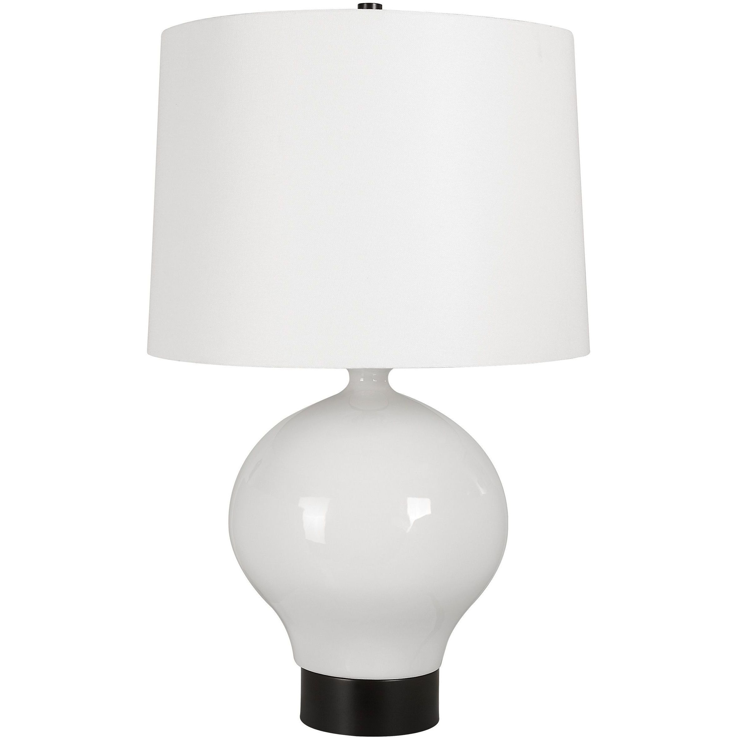 Collar 26 inch 150 watt Gloss White Glaze and Satin Black Table Lamp Portable Light