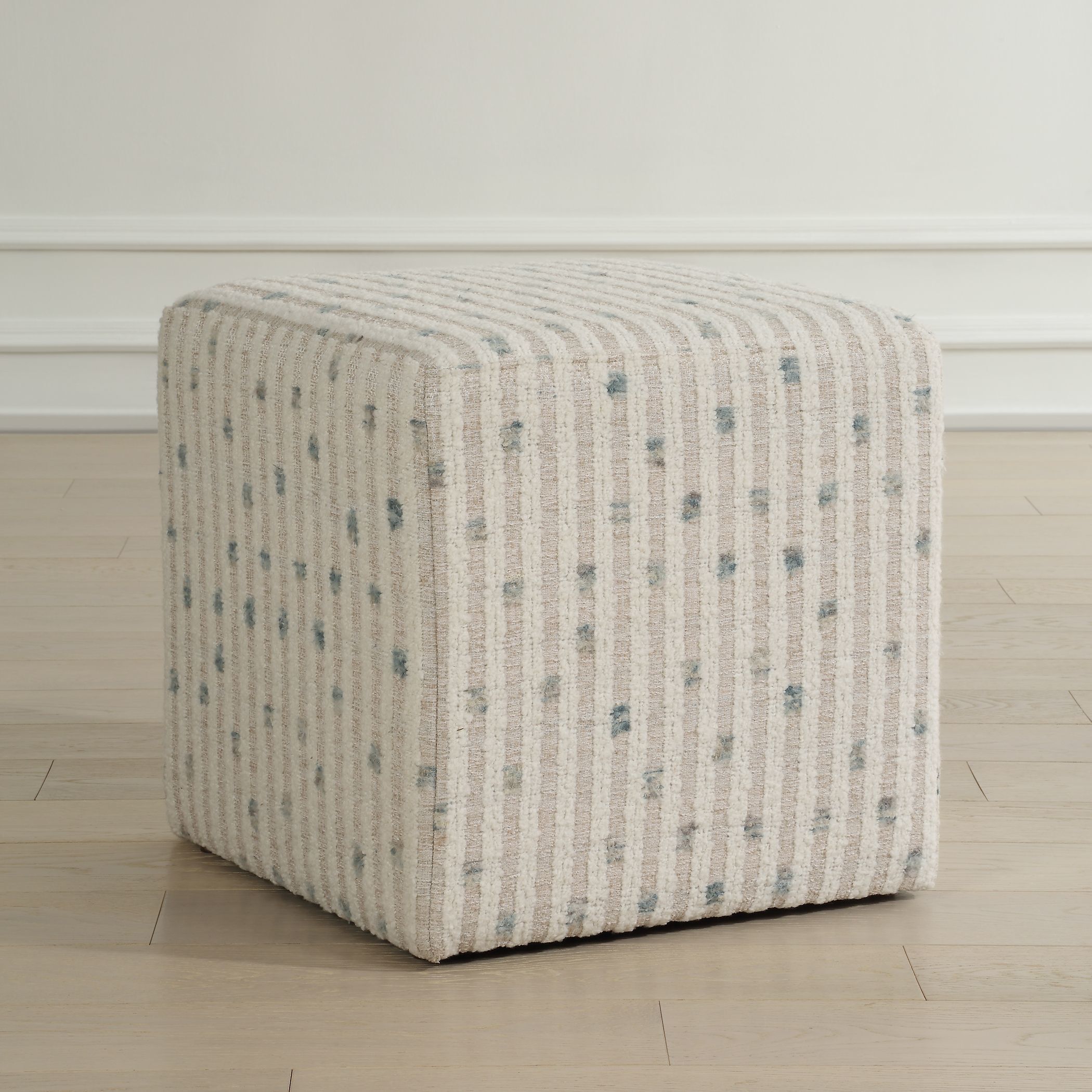 Joie 18 inch White and Sea Blue Ottoman