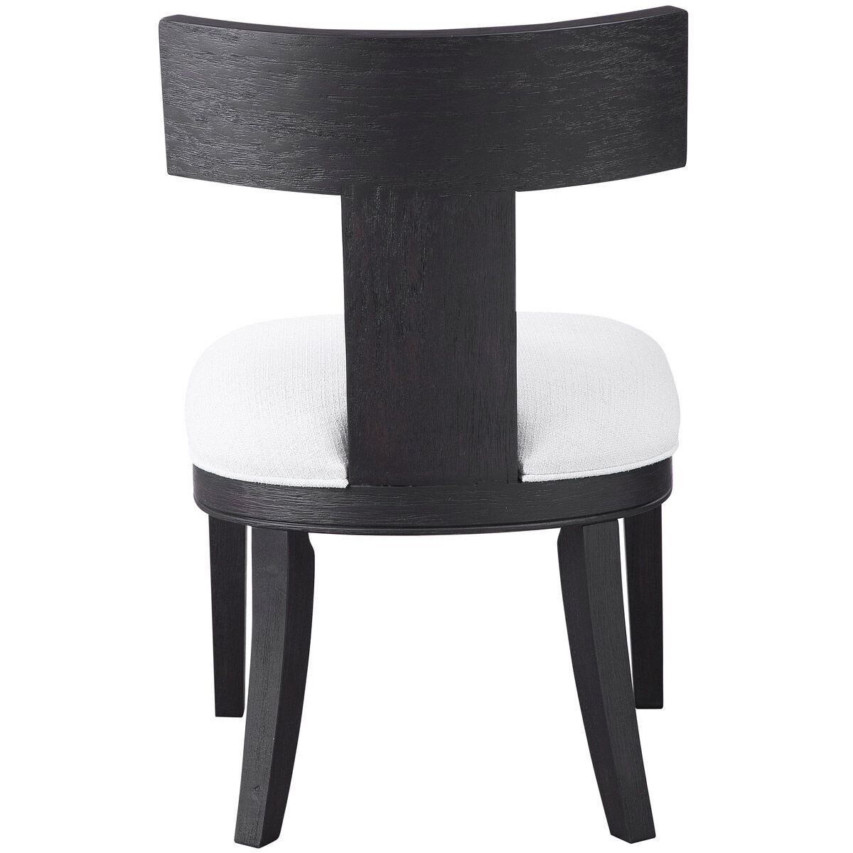 Idris Charcoal Black Stain and White Fabric Armless Chair