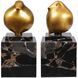 Golden Finch Brass and Black Marble Bird Figurines, Set of 2