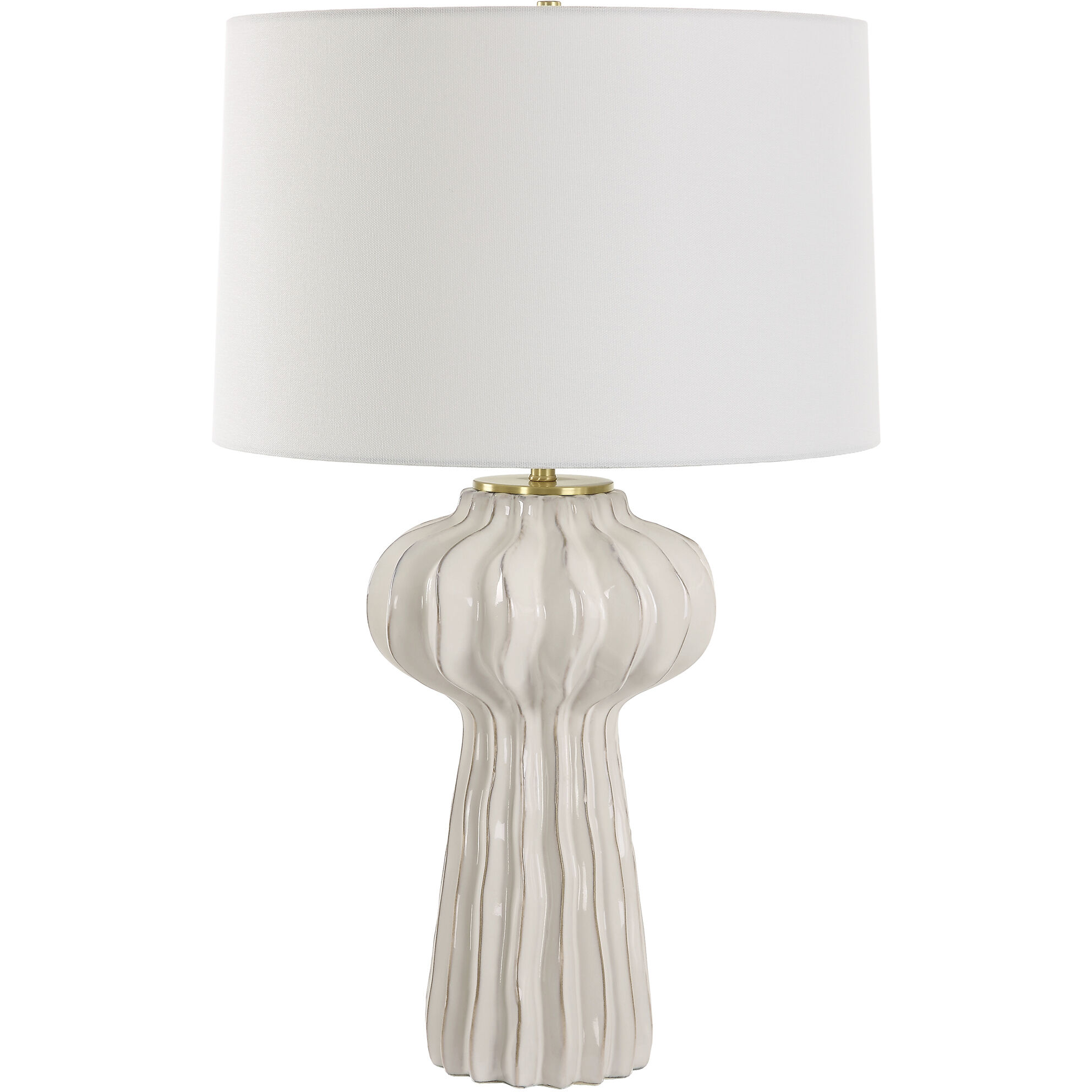 Wrenley 27.5 inch 150.00 watt Off-White and Antique Brass Table Lamp Portable Light