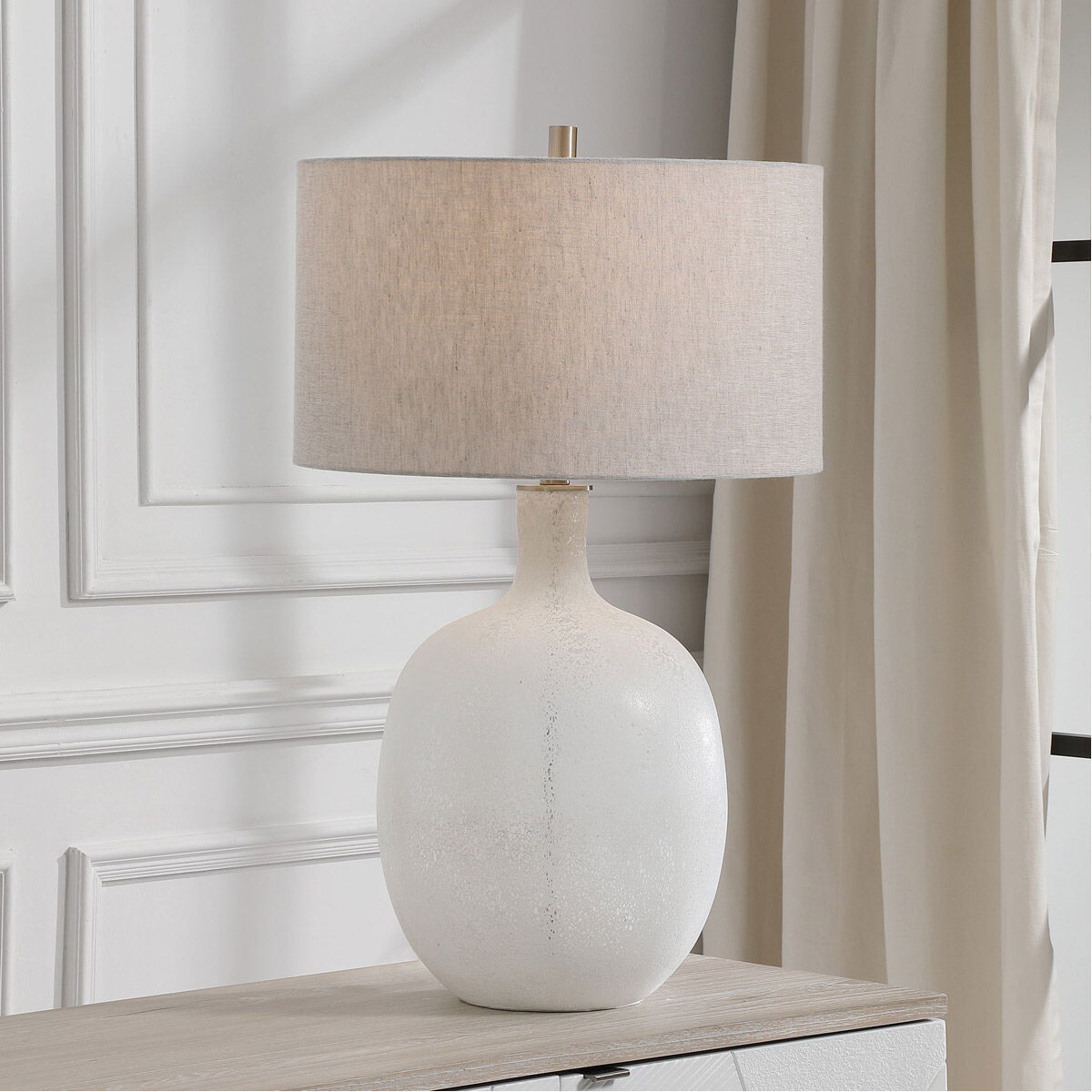 Whiteout 30 inch 150.00 watt Mottled Aged White and Brushed Nickel Table Lamp Portable Light