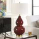 Gourd 30.5 inch 150 watt Burgundy Glaze and Antiqued Brass Table Lamp Portable Light