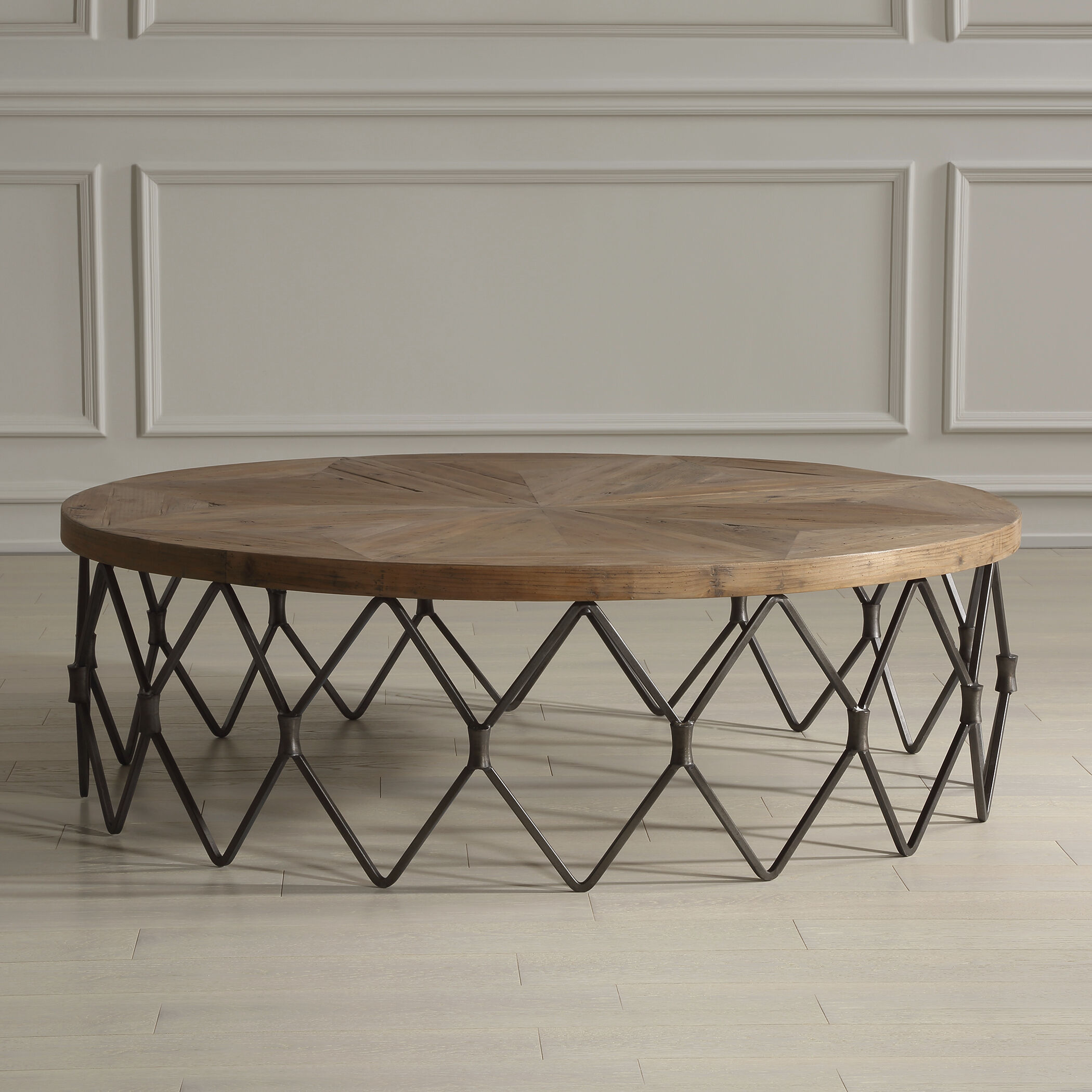 Chain Reaction 54 X 17 inch Reclaimed Wood and Aged Iron Coffee Table