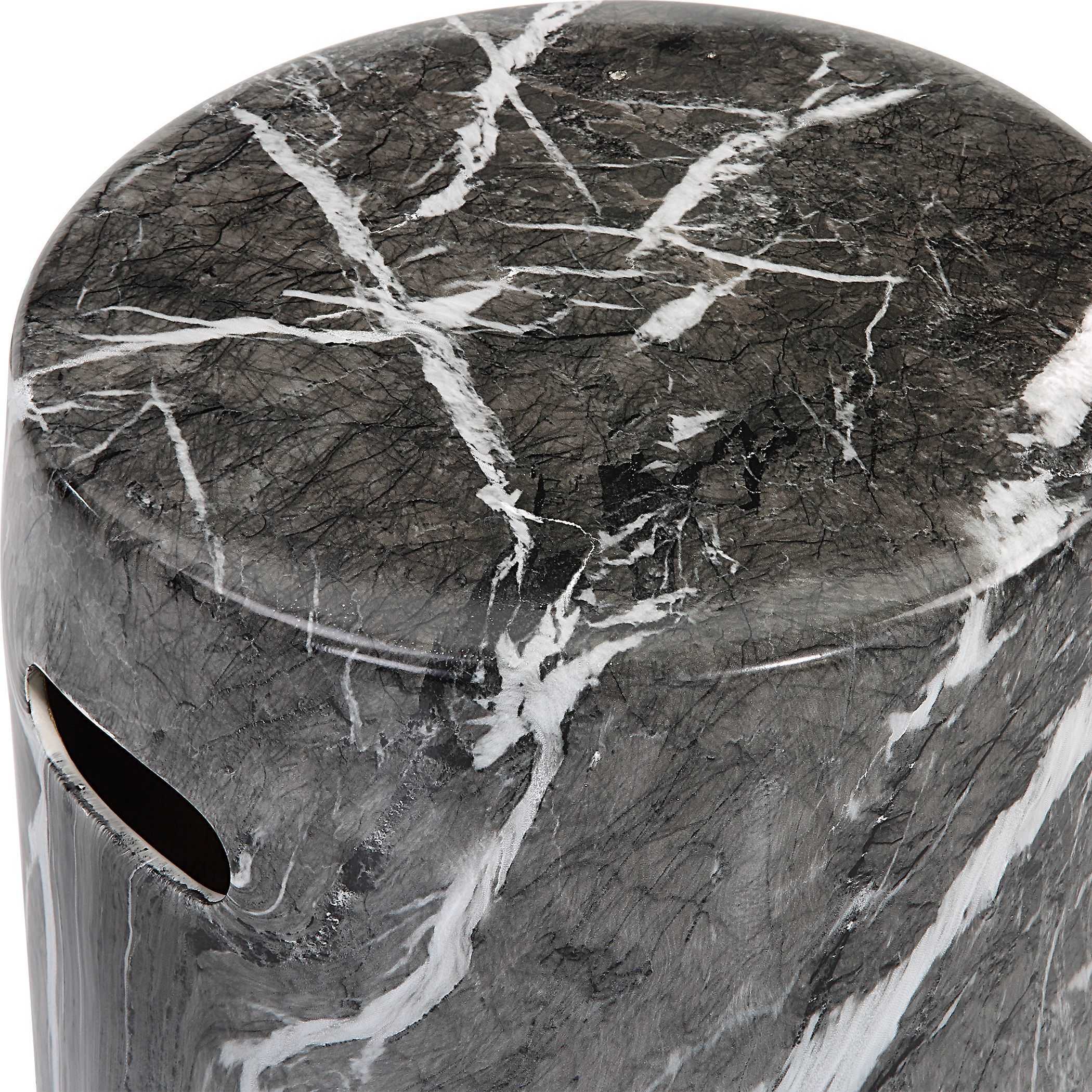 Marvel 17 inch Black and White Marbled Garden Stool