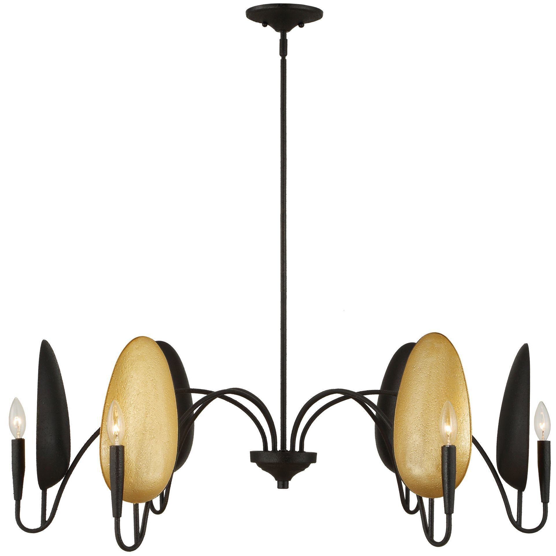 Warwick 6 Light 41.5 inch Black and Gold Textured Chandelier Ceiling Light