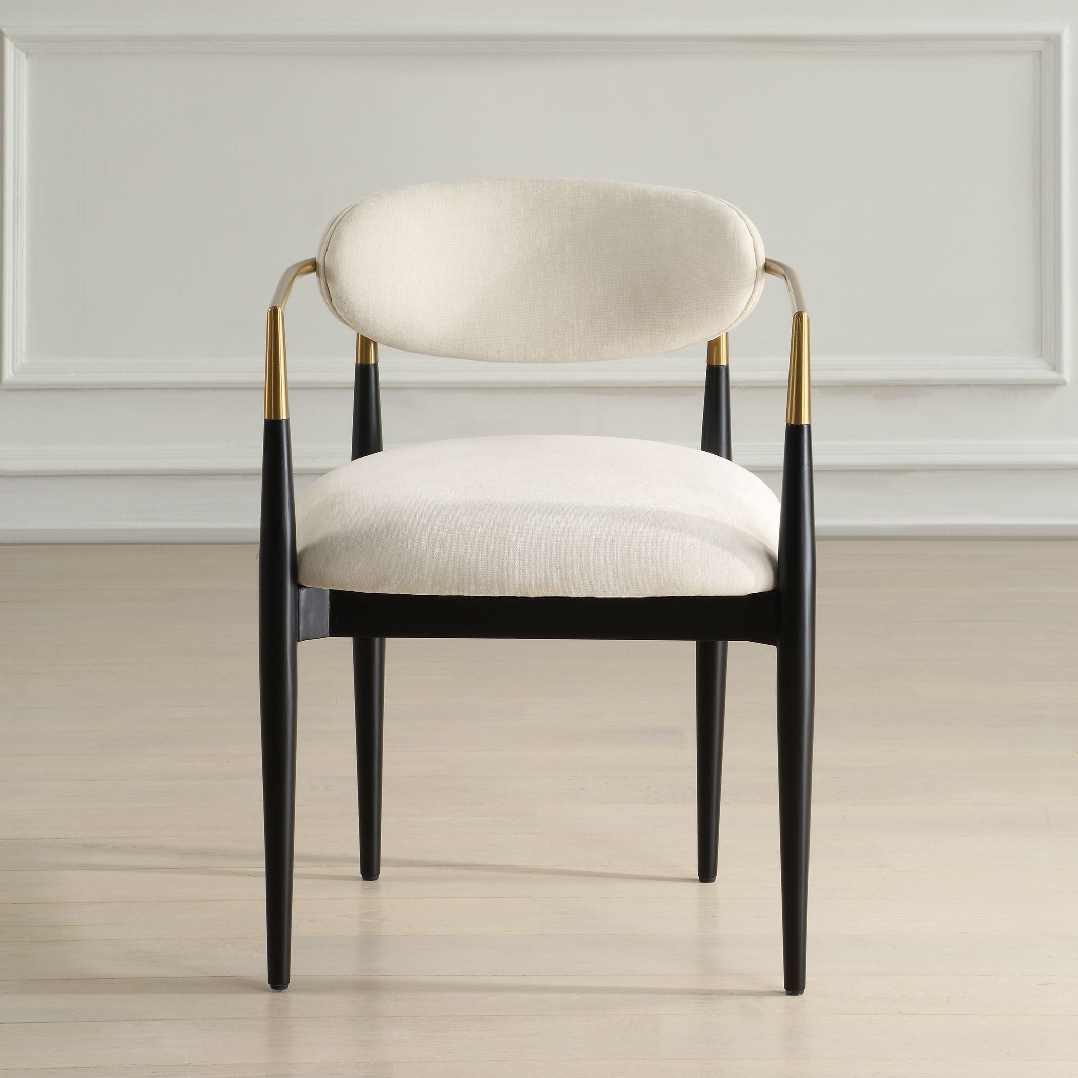Moxie Brushed Brass and Matte Black and Off-White Dining Chair