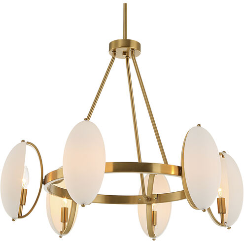 Oviform 6 Light 30.25 inch Warm Brass Chandelier Ceiling Light