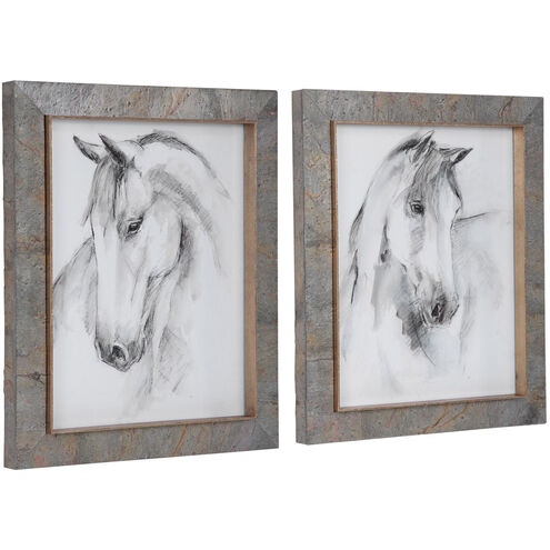 Equestrian Watercolor 23 X 19 inch Framed Prints, Set of 2