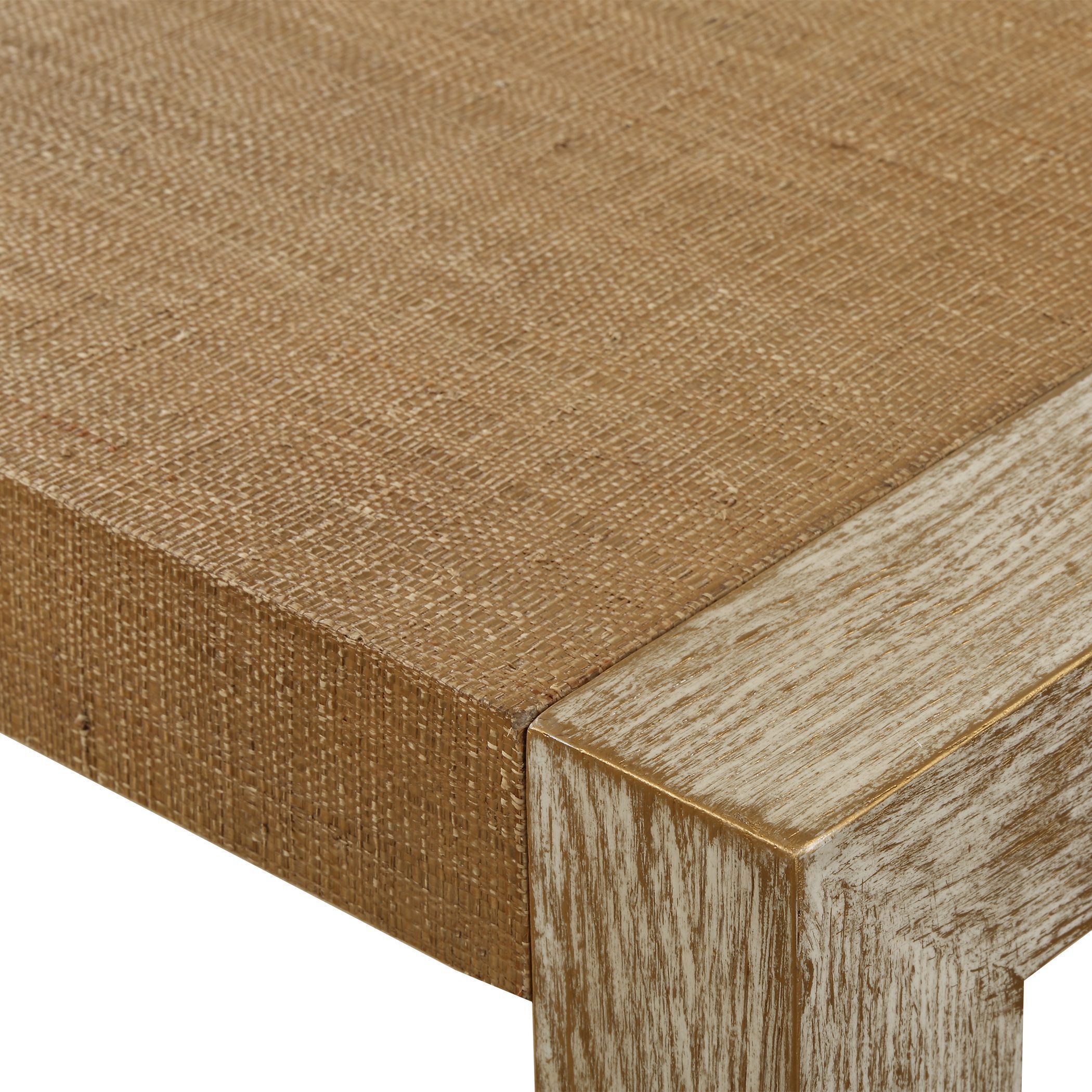 Bentley 52 inch Textured Grasscloth and Oak Veneer Console Table