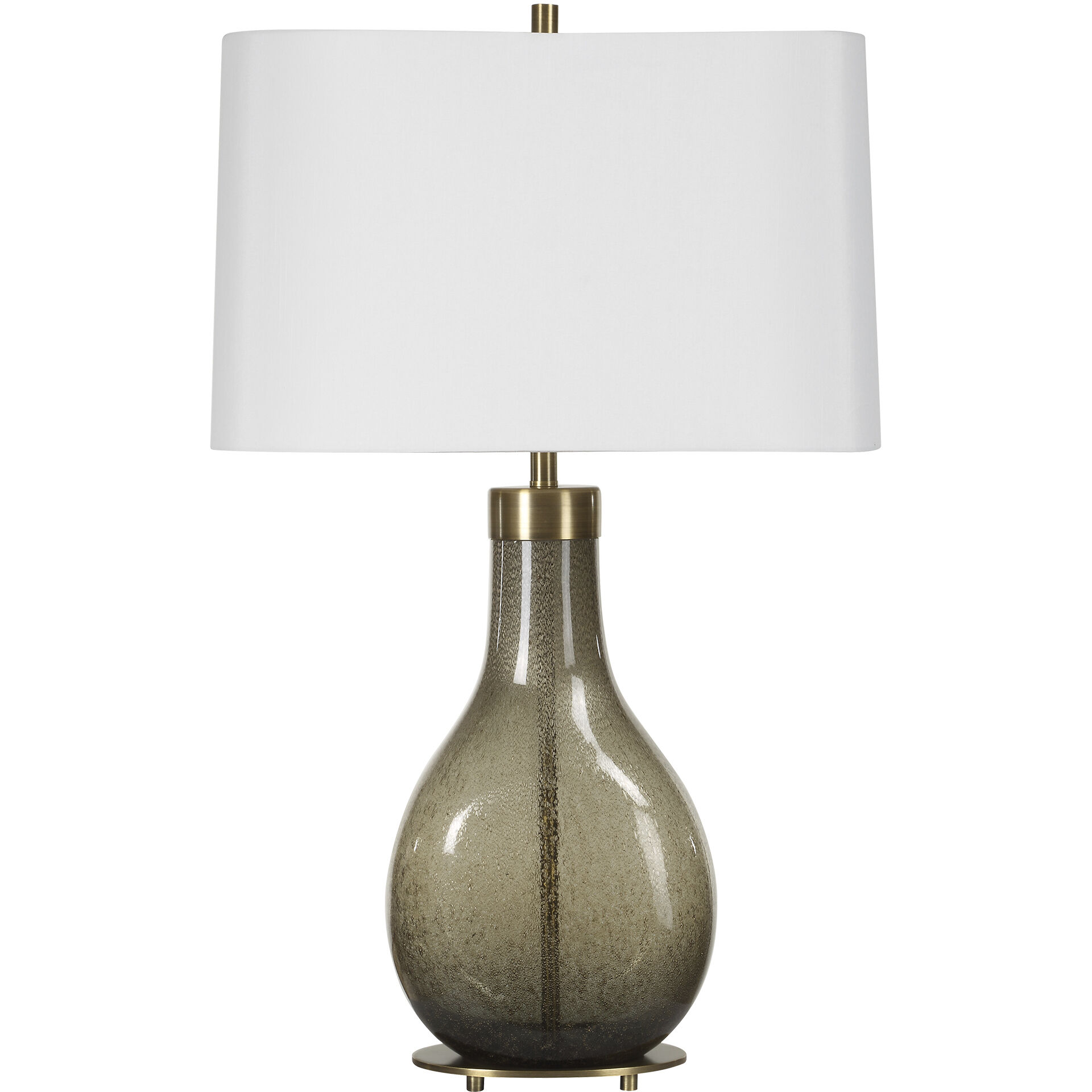 Shyla 29.25 inch 150 watt Dark Moss Seeded Glass and Plated Brushed Brass Table Lamp Portable Light