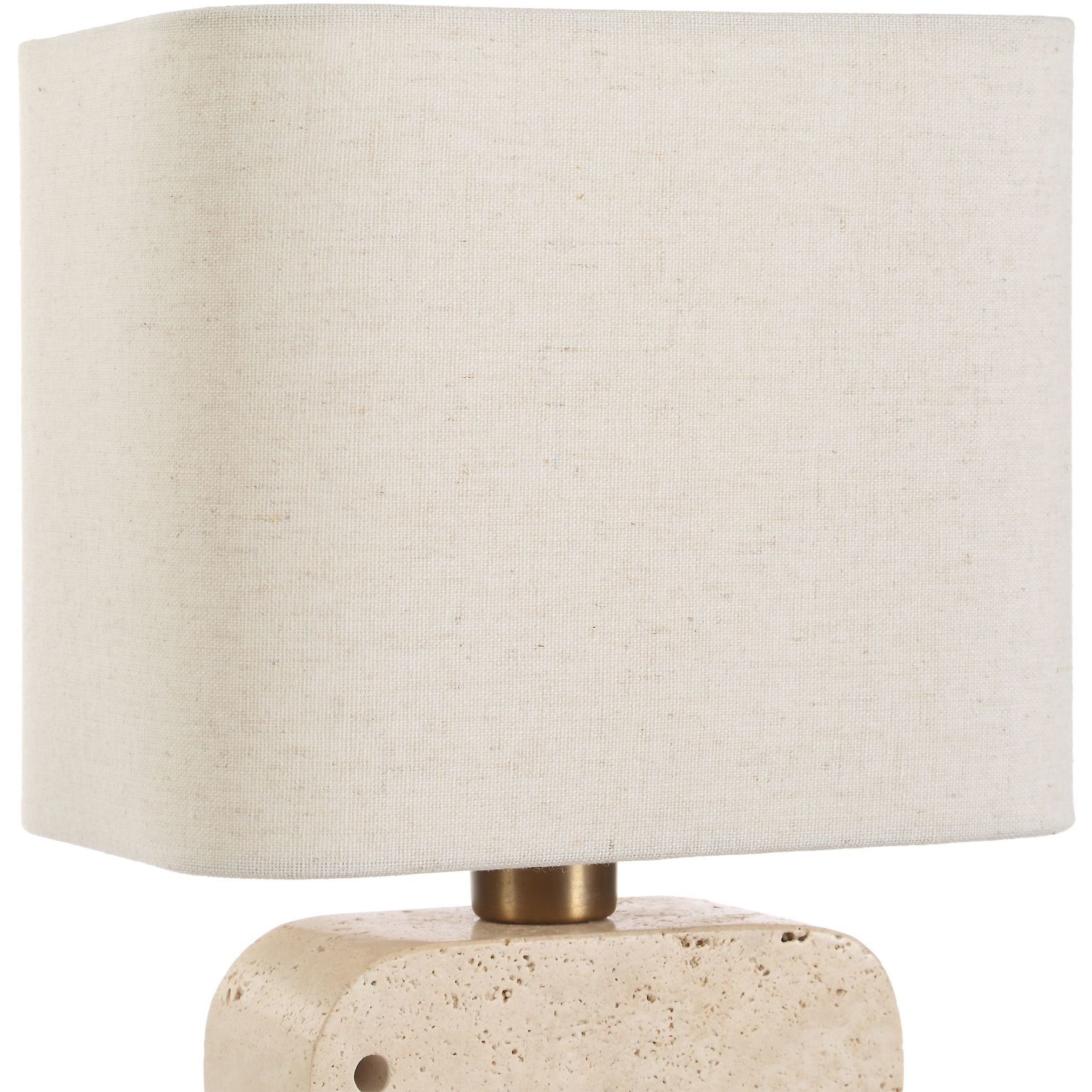 Tusk 11 inch 60.00 watt Beige Travertine ad Brass Accent Lamp Portable Light