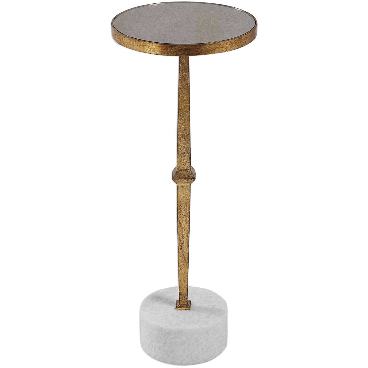 Miriam 25 X 9 inch Antique Gold and Antique Mirror with White Marble Accent Table