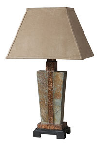 Slate 29 inch 100 watt The Base Is Made Of Real Hand Carved Slate Table Lamp Portable Light