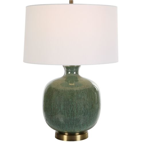 Nataly 26 inch 150.00 watt Crackled Aged Green Glaze and Antique Brass Table Lamp Portable Light