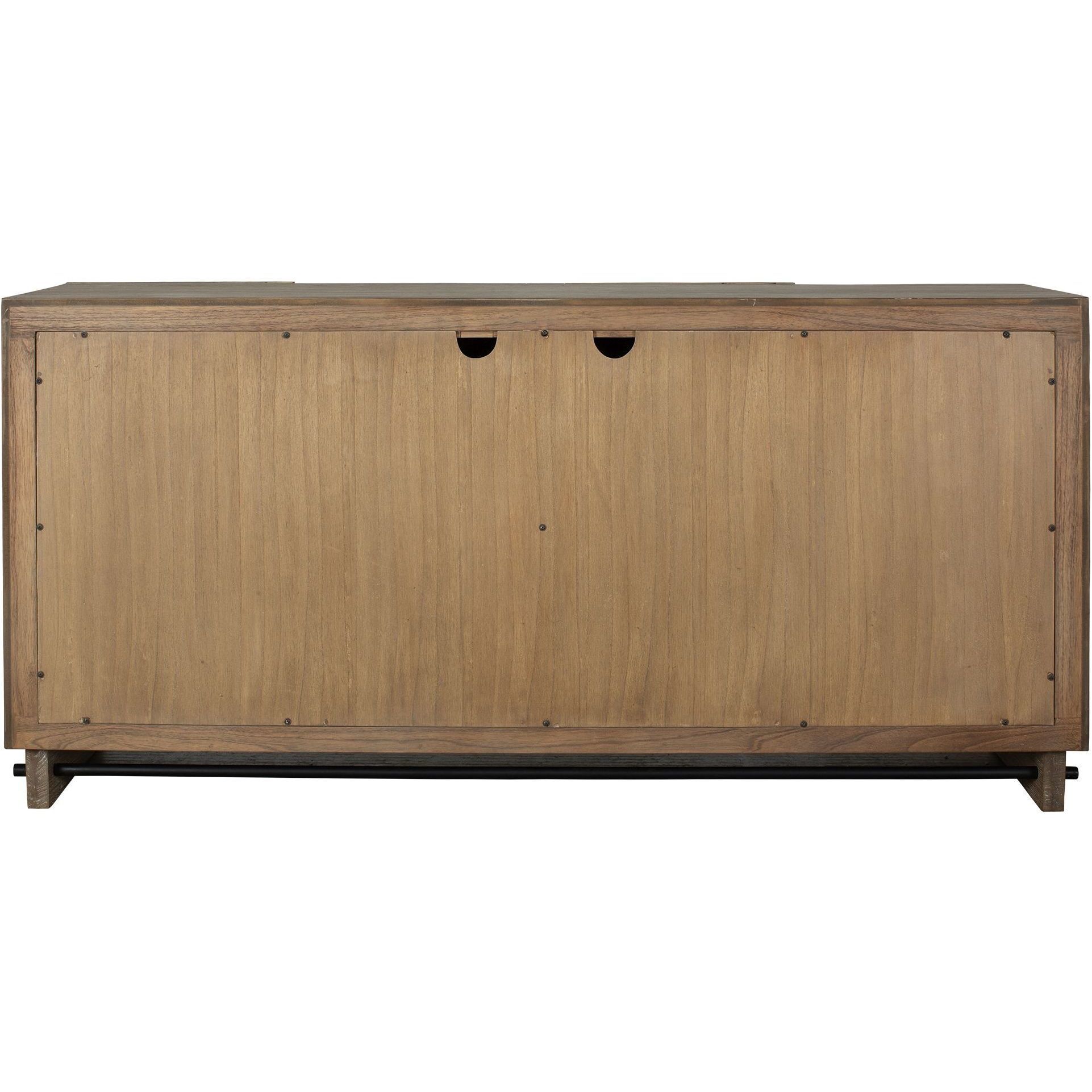 Kellem Black and Natural Wood 4 Door Cabinet