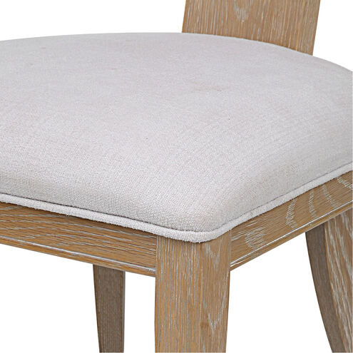 Idris Natural Oak and White Armless Chair