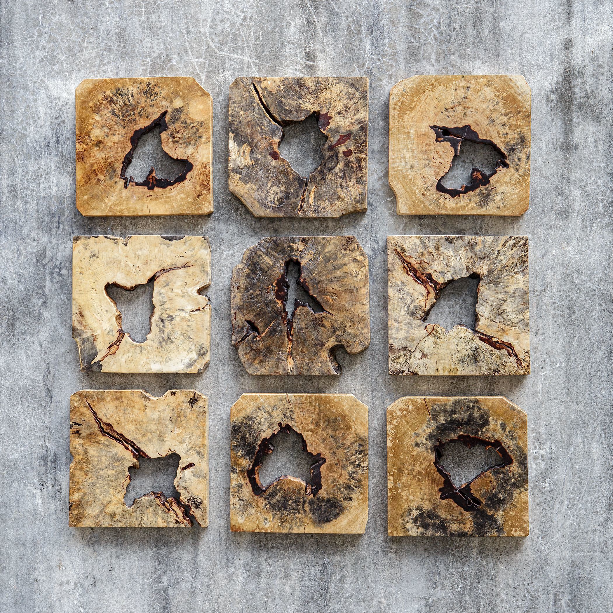 Bahati Natural Wood Wall Decor, Set of 9