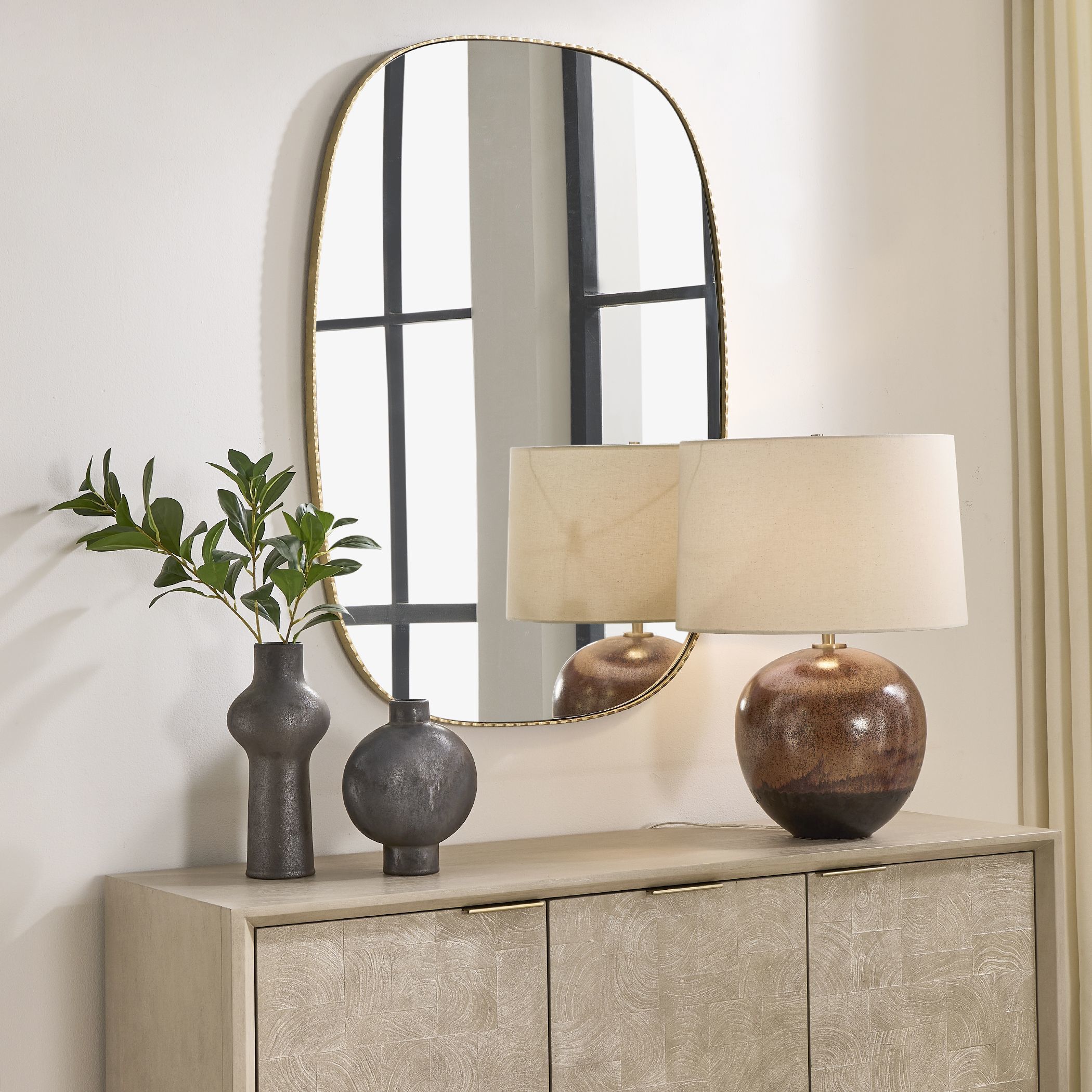 Nidia 40.5 X 28.5 inch Distressed Antique Gold Mirror