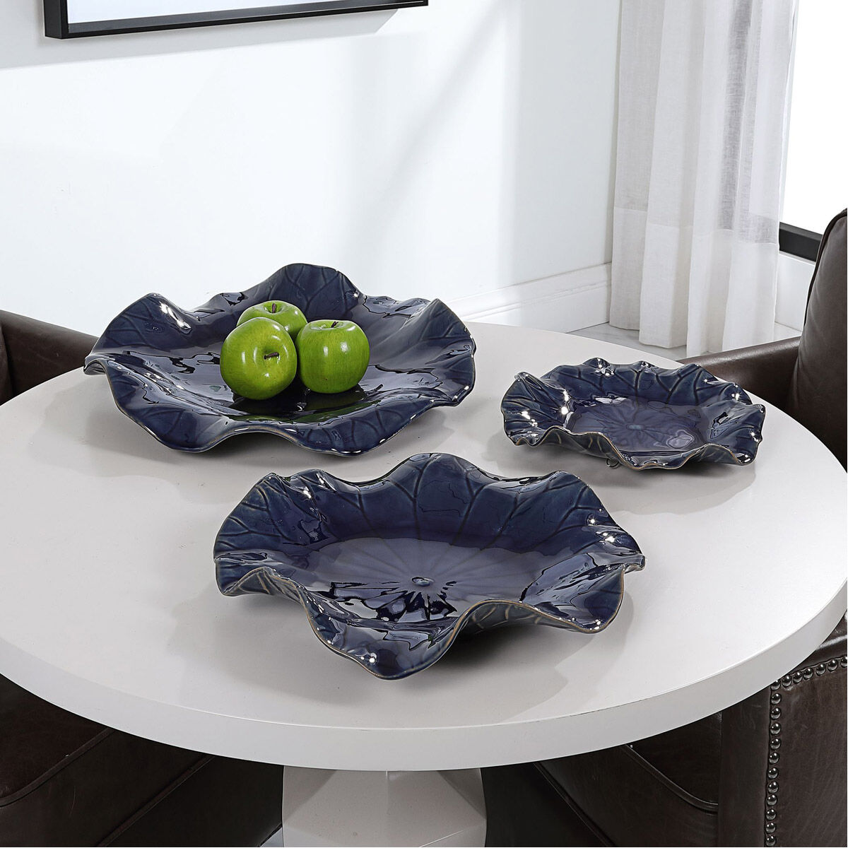 Abella Colbalt Blue Ceramic Wall Decor, Set of 3