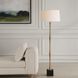 Shino 66 inch 150.00 watt Antique Brass and Black Travertine Floor Lamp Portable Light