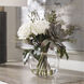 Belmonte Green and Cream with Clear Glass Floral Bouquet and Vase