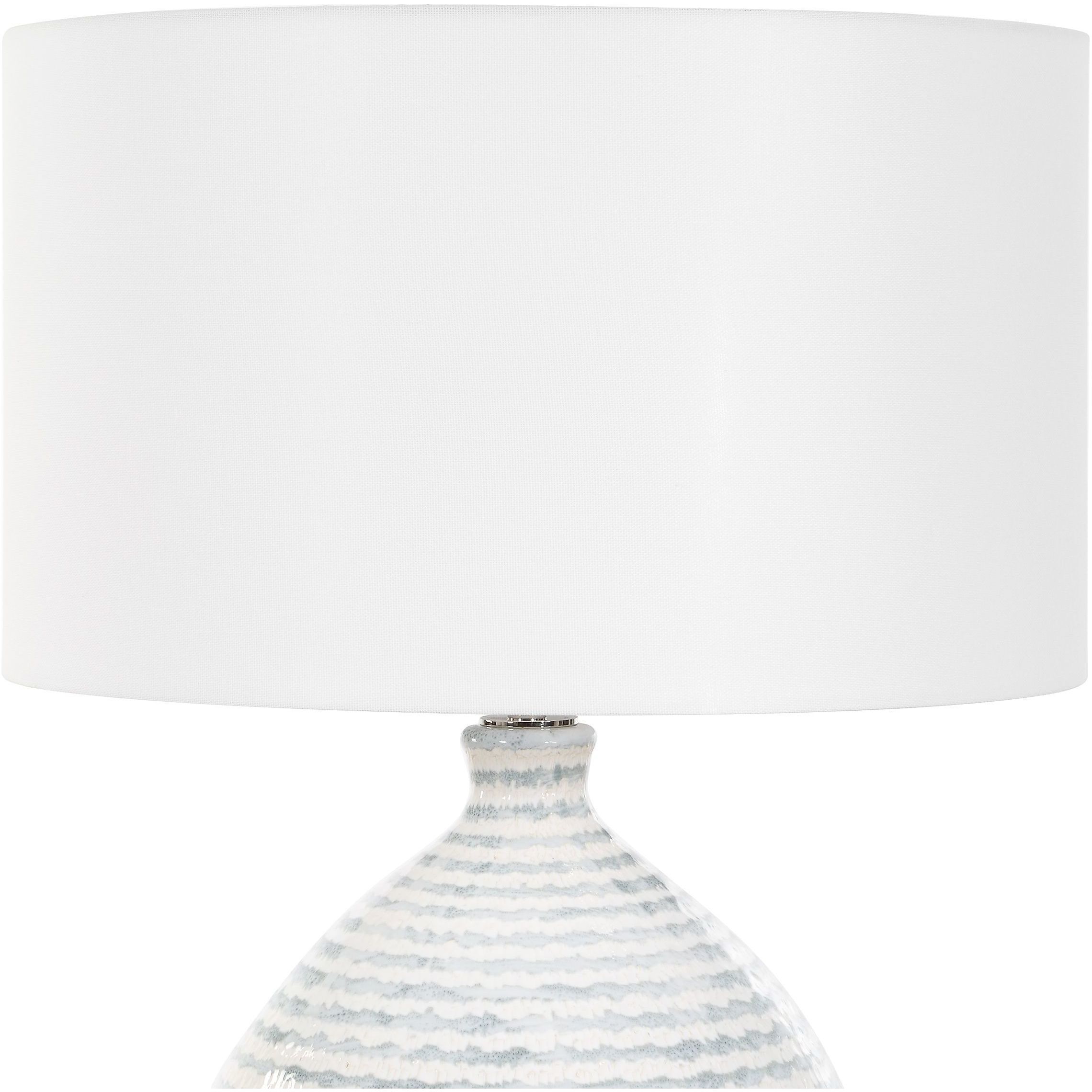 Clary 26.5 inch 150 watt White And Gray with Crystal and Antique Brass Table Lamp Portable Light