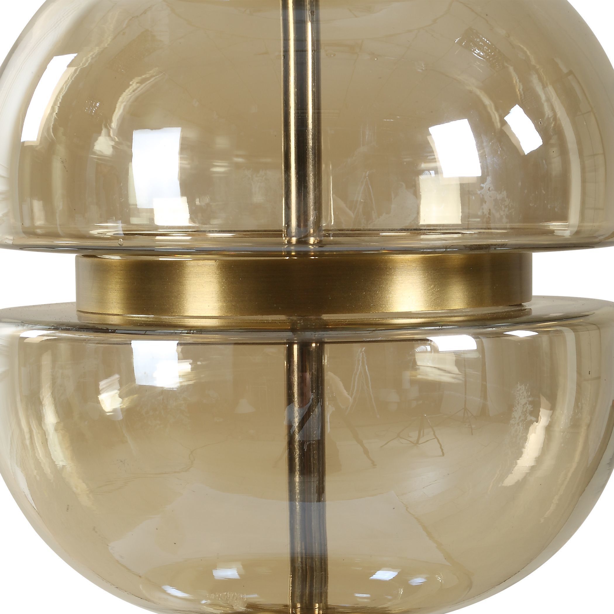 Assemble 35 inch 150.00 watt Amber Glass and Brass Table Lamp Portable Light