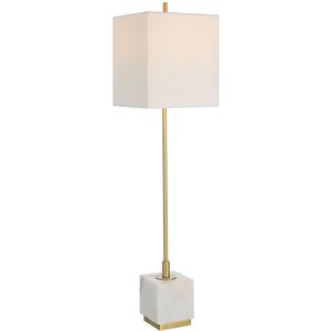 Escort 37 inch 100.00 watt Brushed Brass and White Marble Buffet Lamp Portable Light