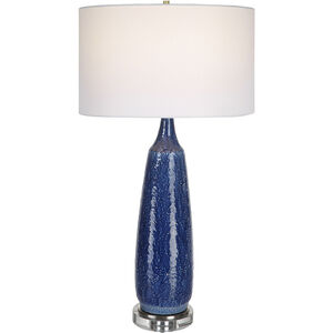 Newport 36 inch 150.00 watt Cobalt Blue Glaze and Brushed Nickel Table Lamp Portable Light