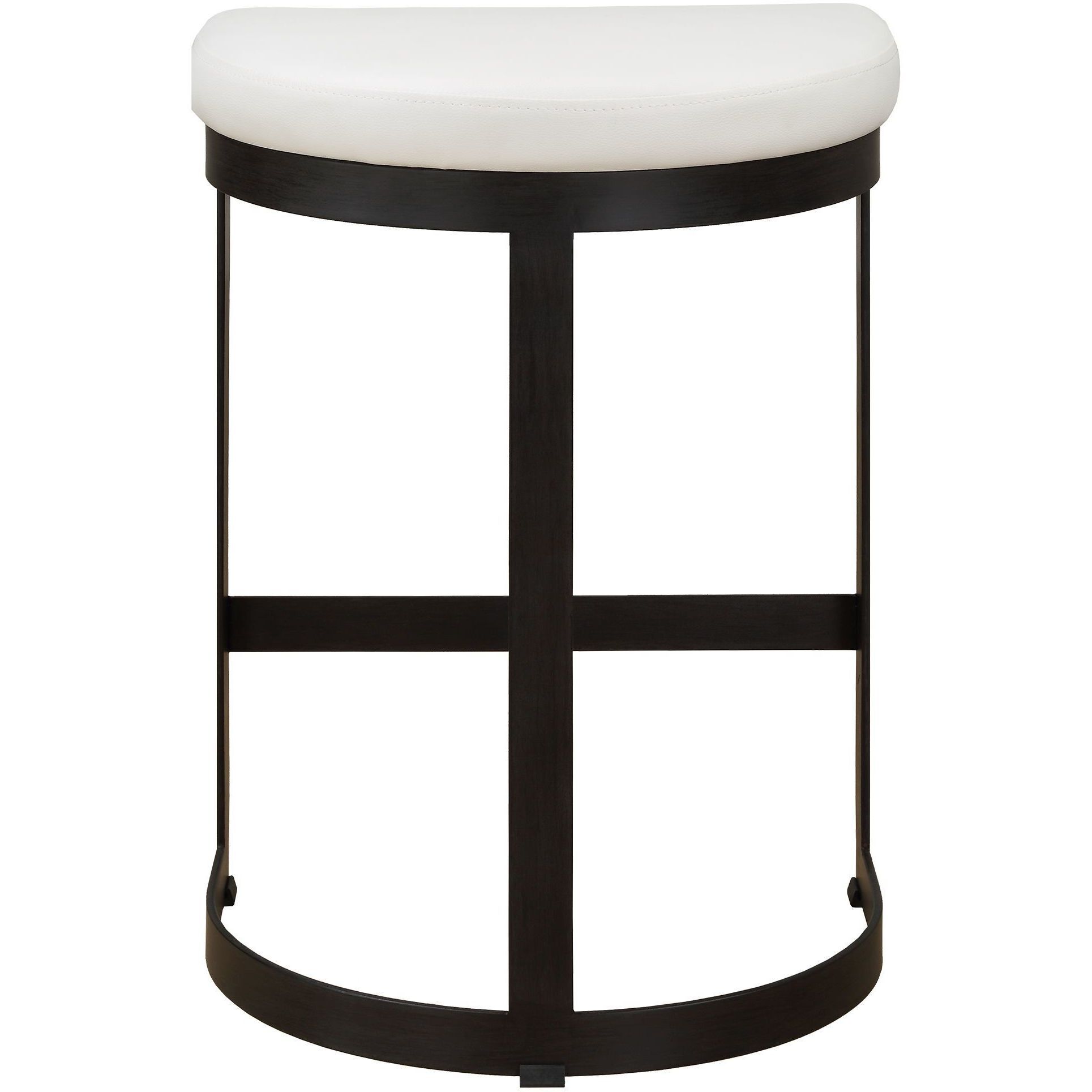 Ivanna 26 inch Matte Black with White Pebbled Faux Leather Counter Stool