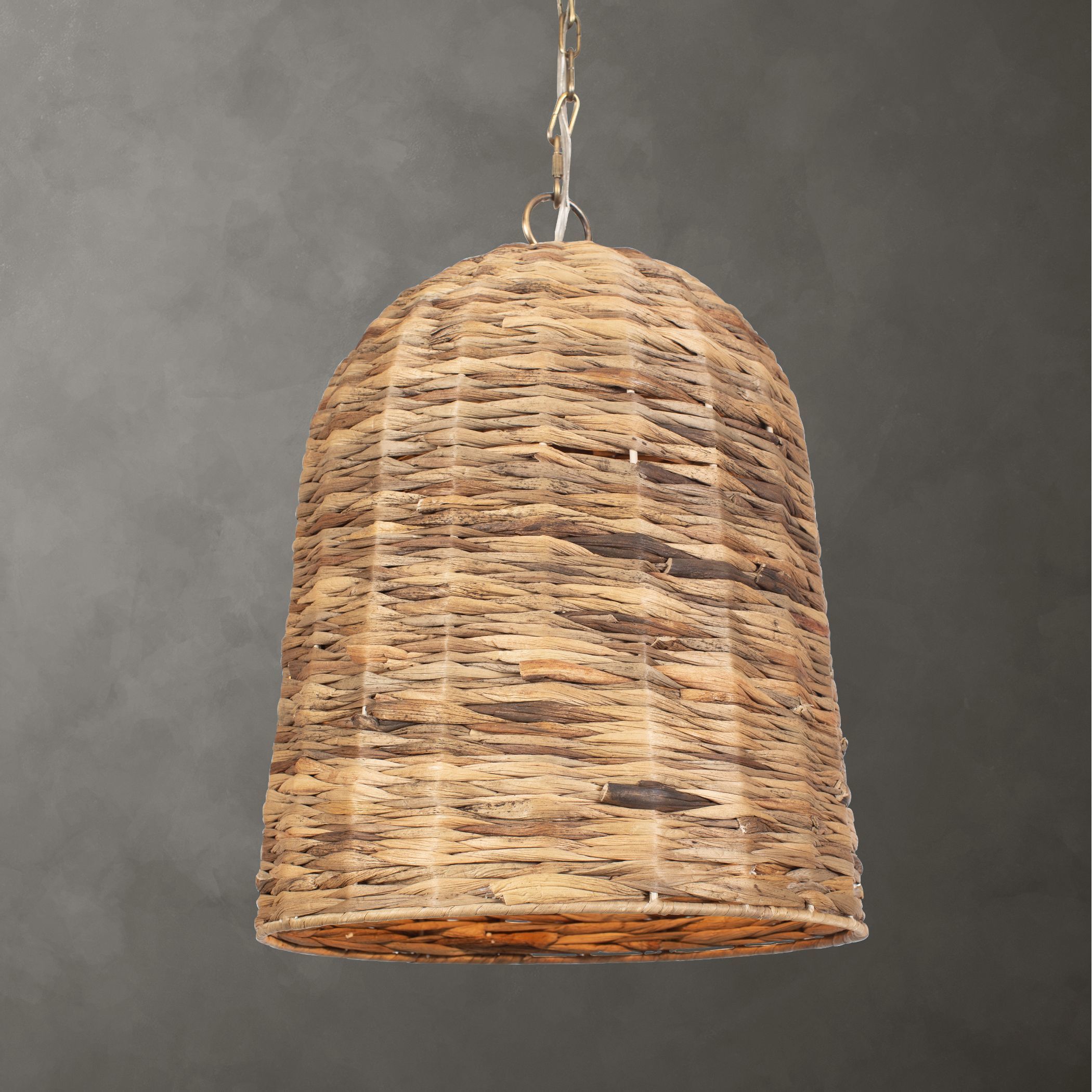 Rotorua 1 Light 13.75 inch Antique Brass and Natural Woven Sea Grass Pendant Ceiling Light