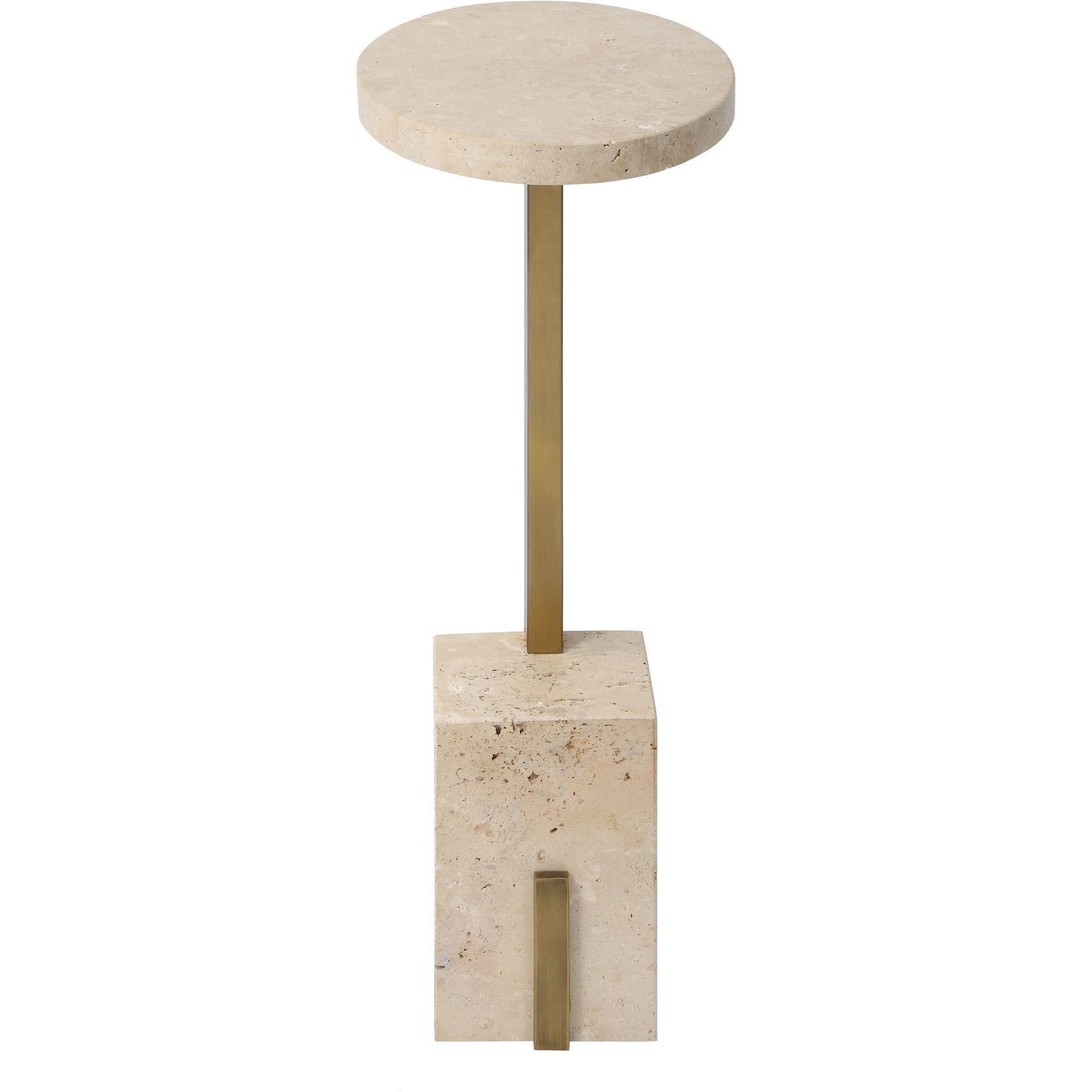 Feranno 22 X 12 inch Travertine and Brass Accent Table