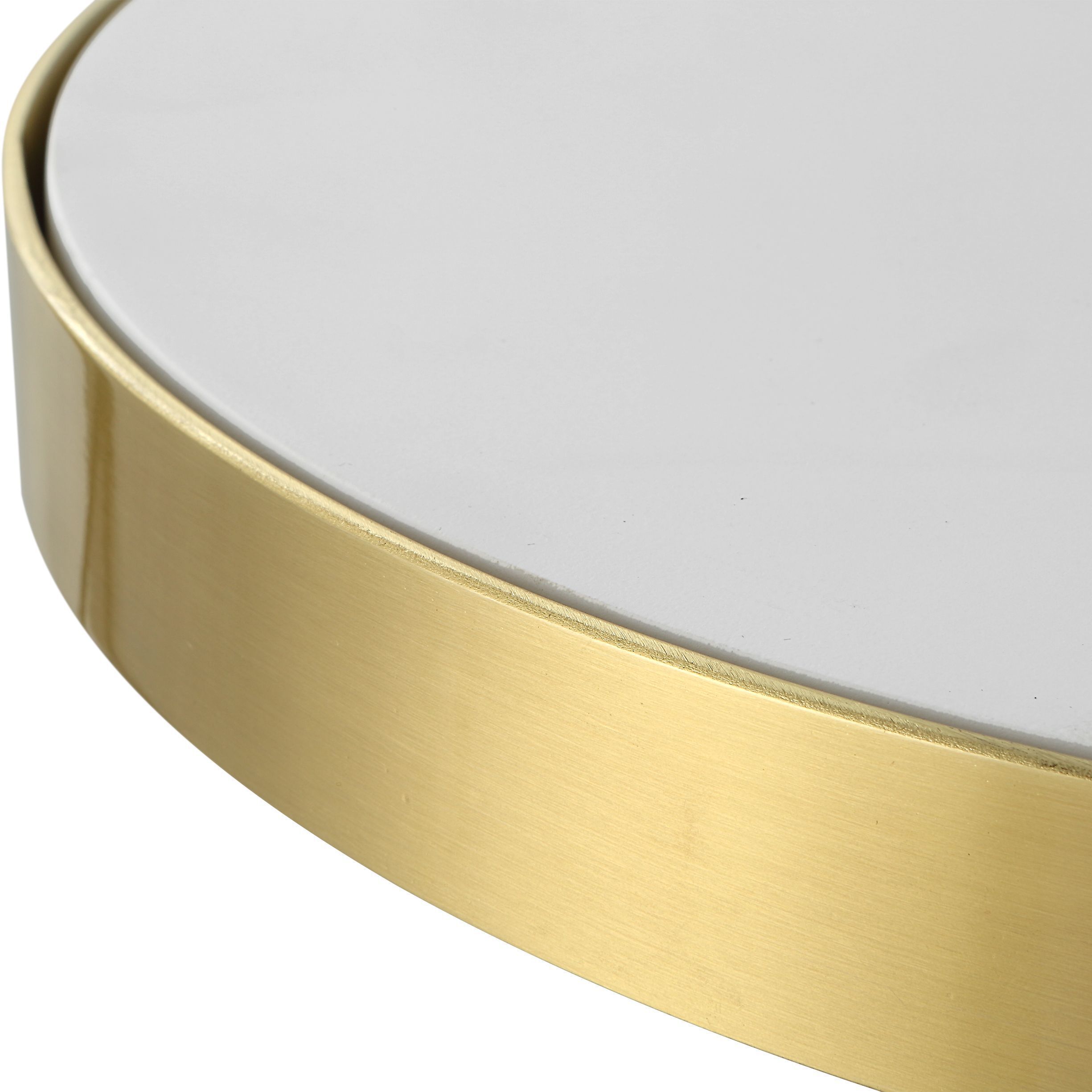 Apex 24 X 13 inch Matte White and Brushed Brass Accent Table