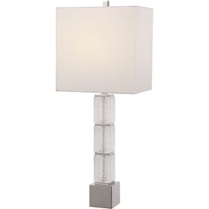 Dunmore 33 inch 100.00 watt Clear Textured Dimpled Glass and Polished Nickel Table lamp Portable Light