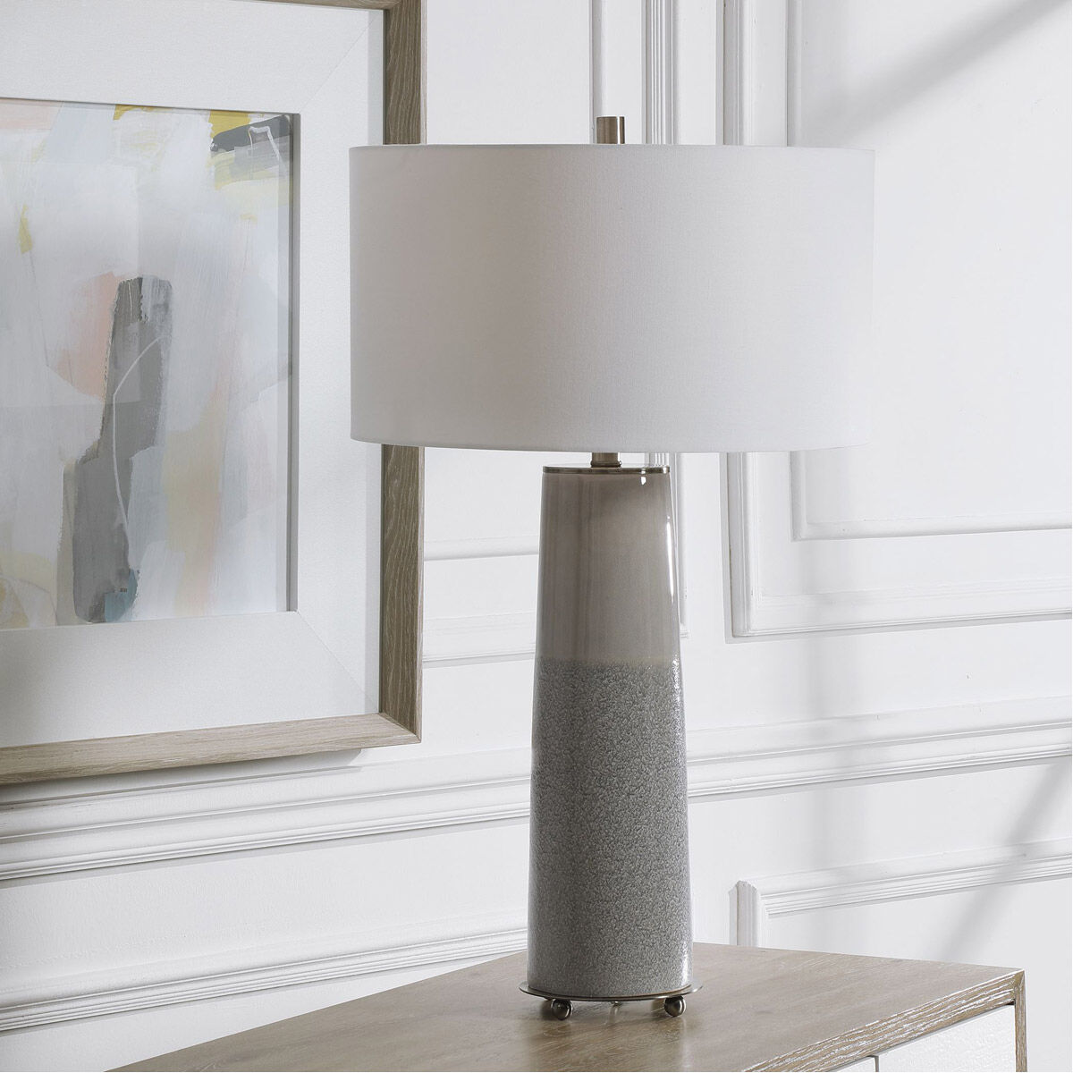 Abdel 31 inch 150.00 watt Two Tone Light Gray Glaze Table Lamp Portable Light