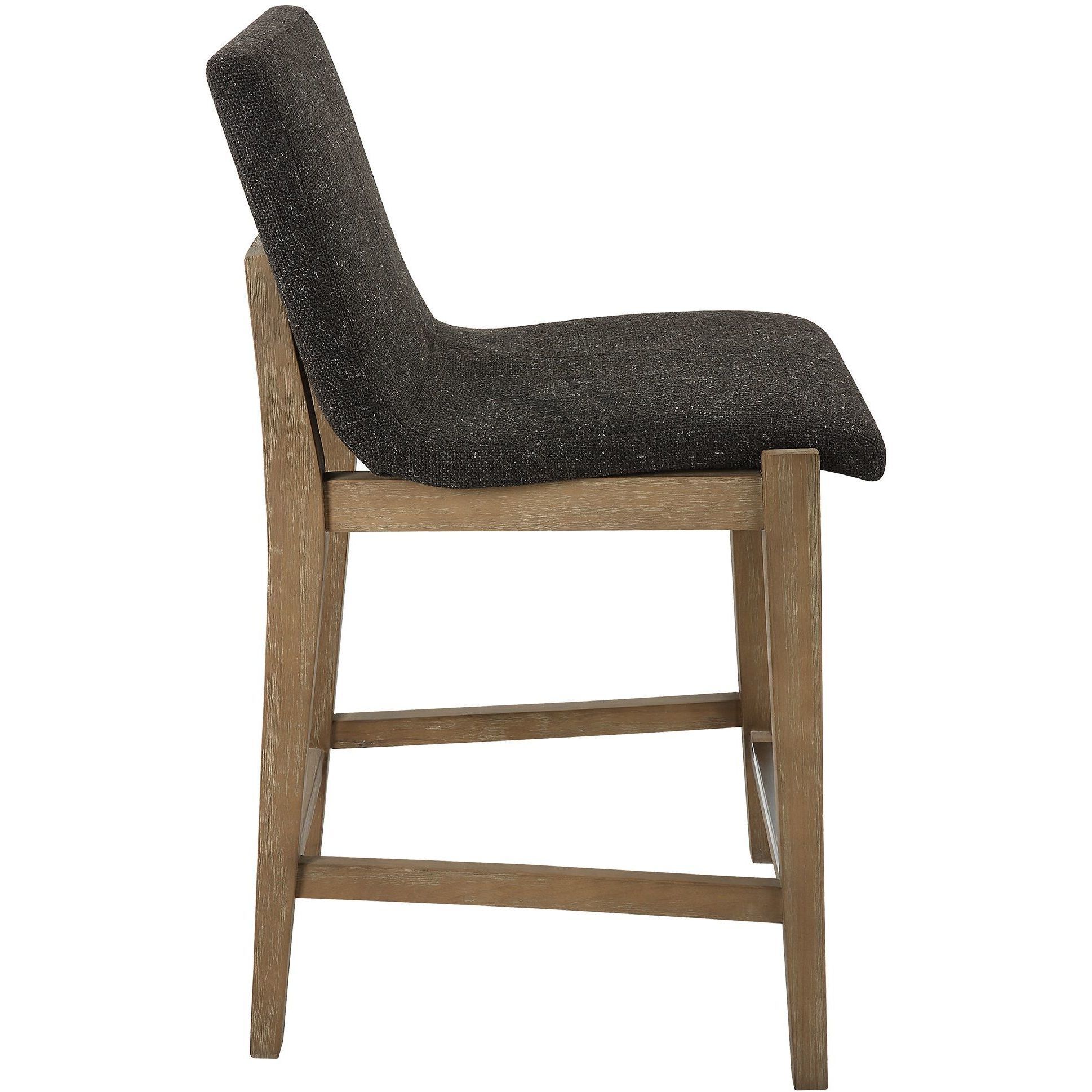 Klemens 38.5 inch Charcoal Brown Fabric and Light Walnut Counter Stool
