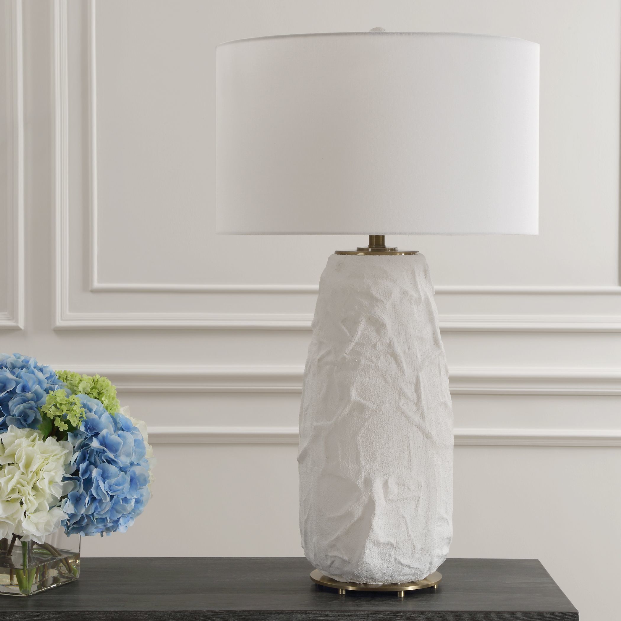 Vida 33 inch 150.00 watt Chalk White Glaze and Brushed Brass Table Lamp Portable Light