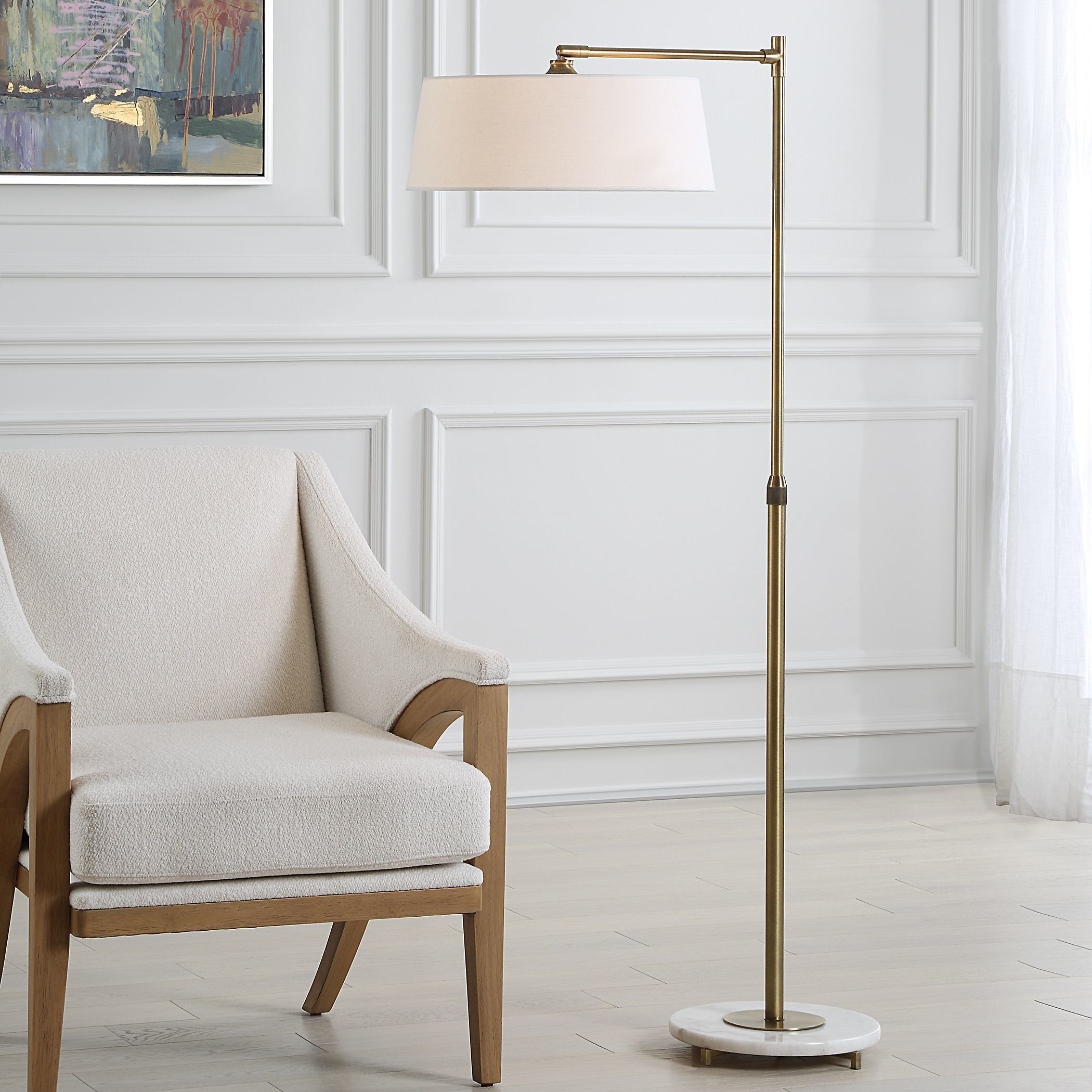 Branch Out 66.5 inch 100.00 watt Antique Brushed Brass and White Marble Floor Lamp Portable Light