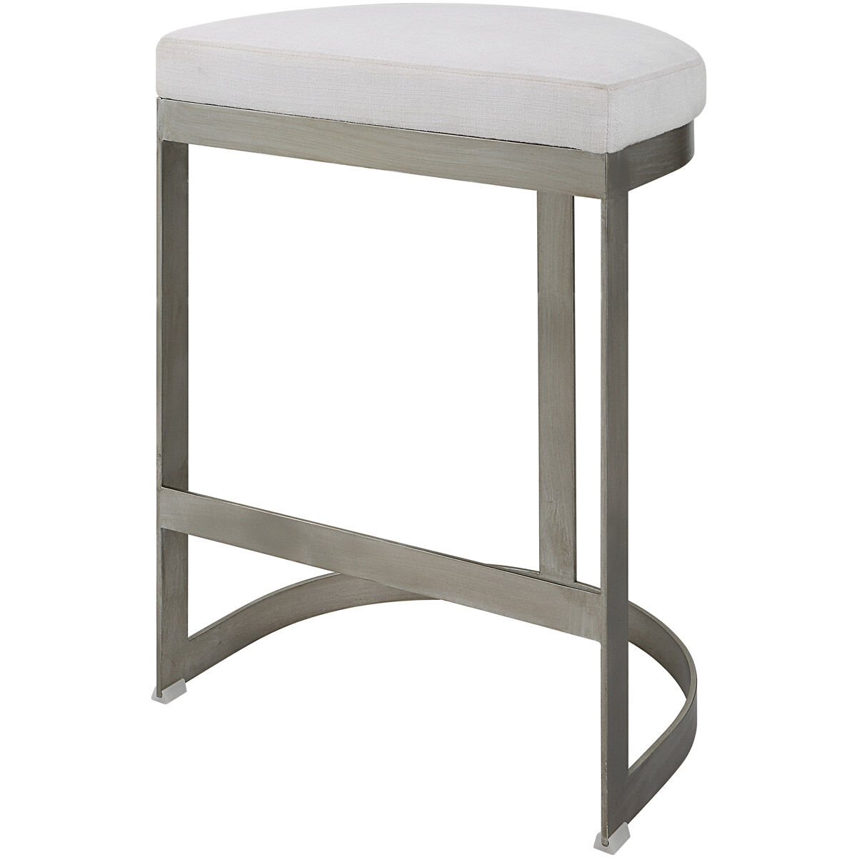 Ivanna 26 inch Brushed Silver and White Fabric Counter Stool