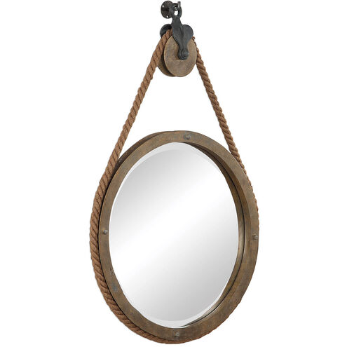 Melton 37 X 25 inch Aged Natural Wood with Rope and Aged Black Wall Mirror
